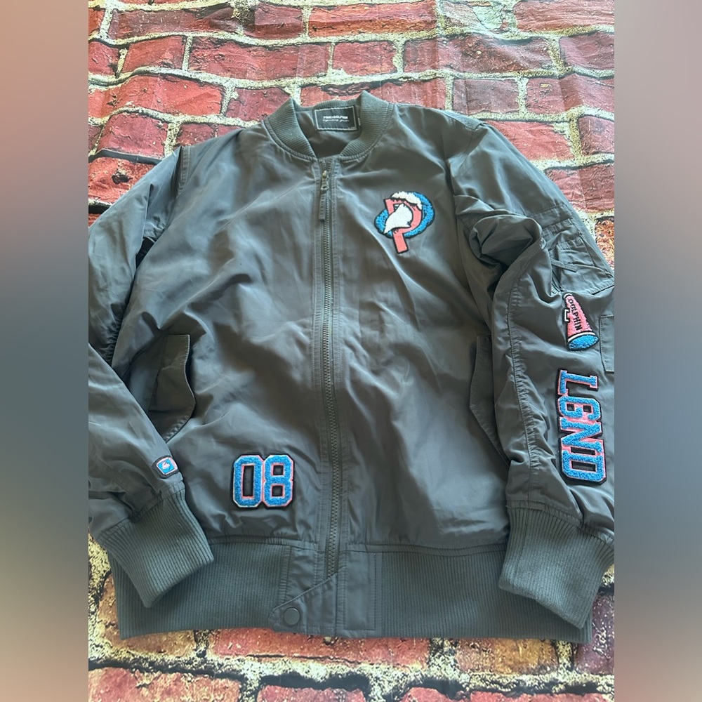 Pink + Dolphin Patchwork Lined Jacket Size M Pit … - image 3